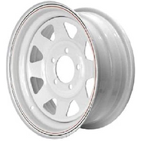 14" x 6 (5H/114pcd/83cb/+14) 8 Spoke White Trailer Wheel